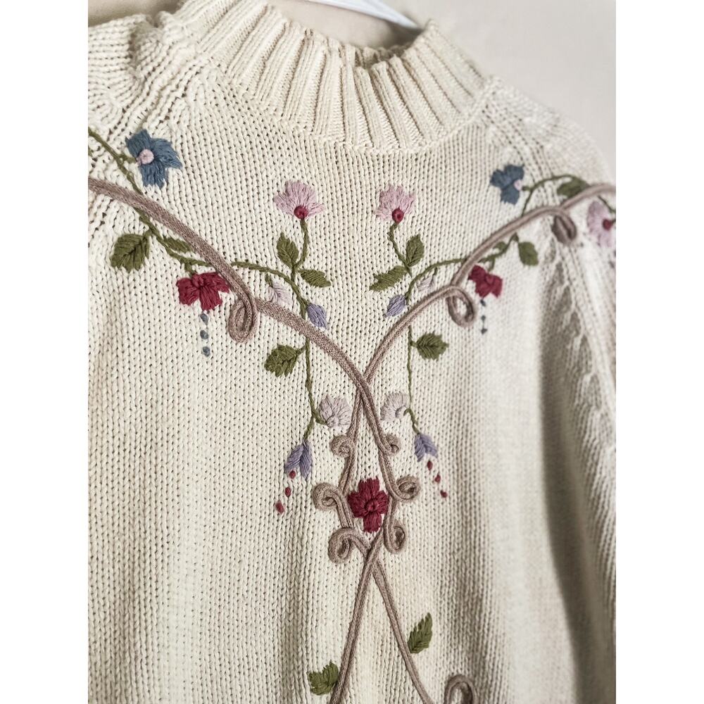 Embroidered Cream Sweater - Picture 2 of 5